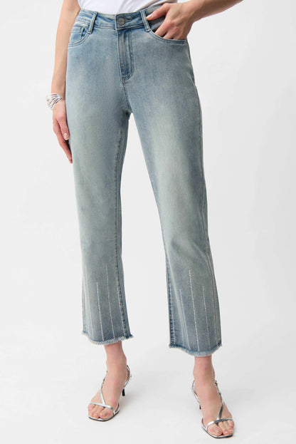 Straight Crop Rhinestones Stripes Jean. Style JR261945