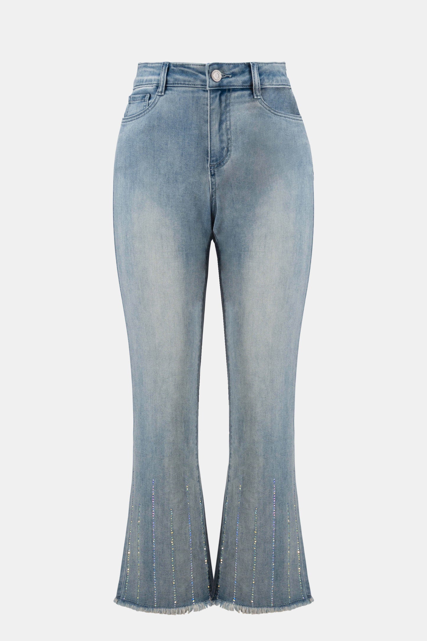 Straight Crop Rhinestones Stripes Jean. Style JR261945
