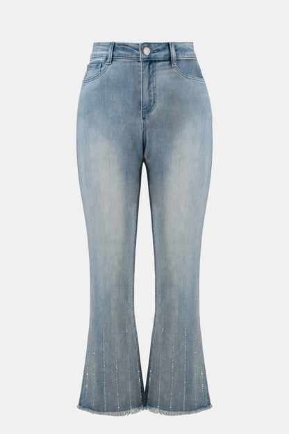 Straight Crop Rhinestones Stripes Jean. Style JR261945
