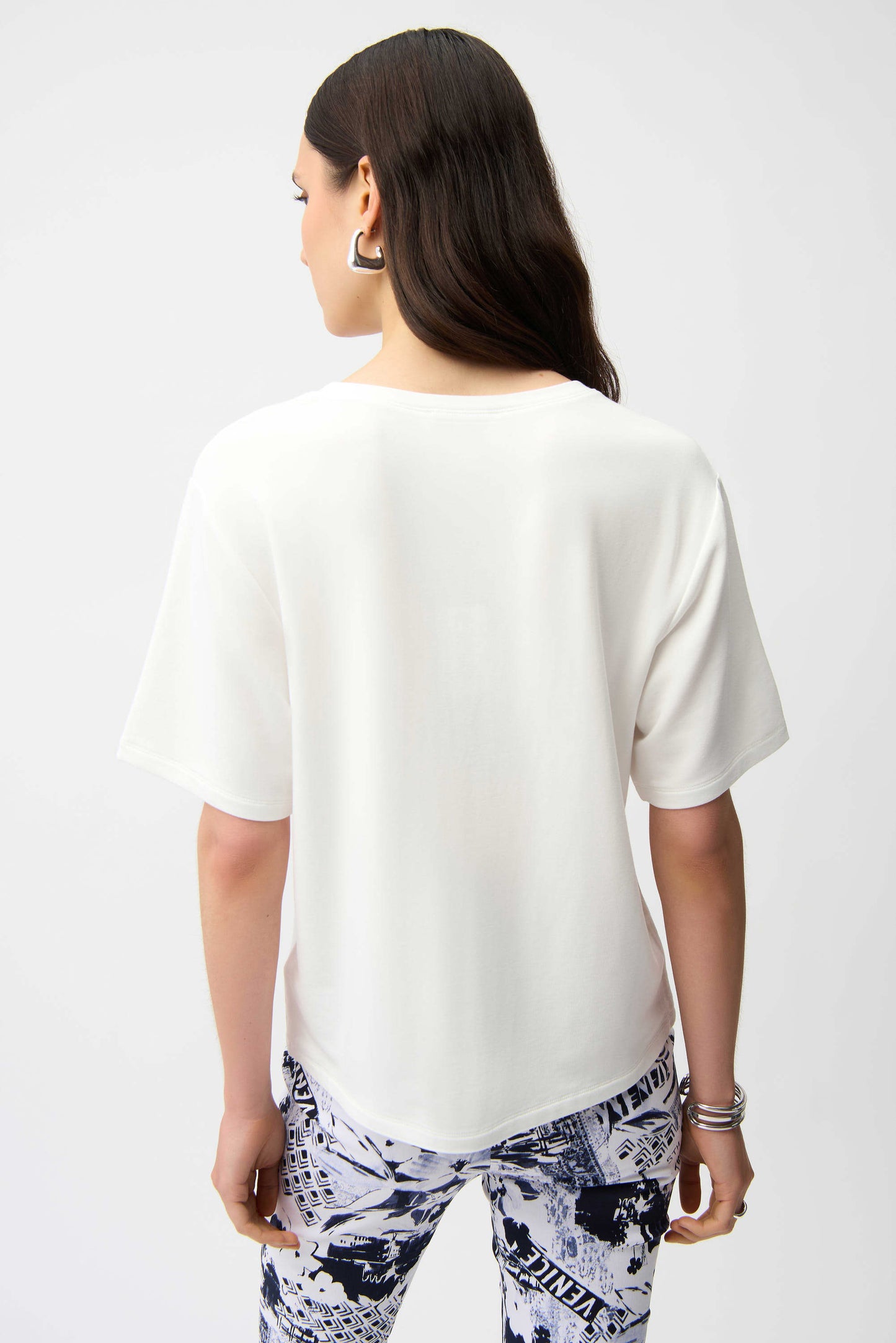 City Print Rhinestones Embellishments Top. Style JR261967