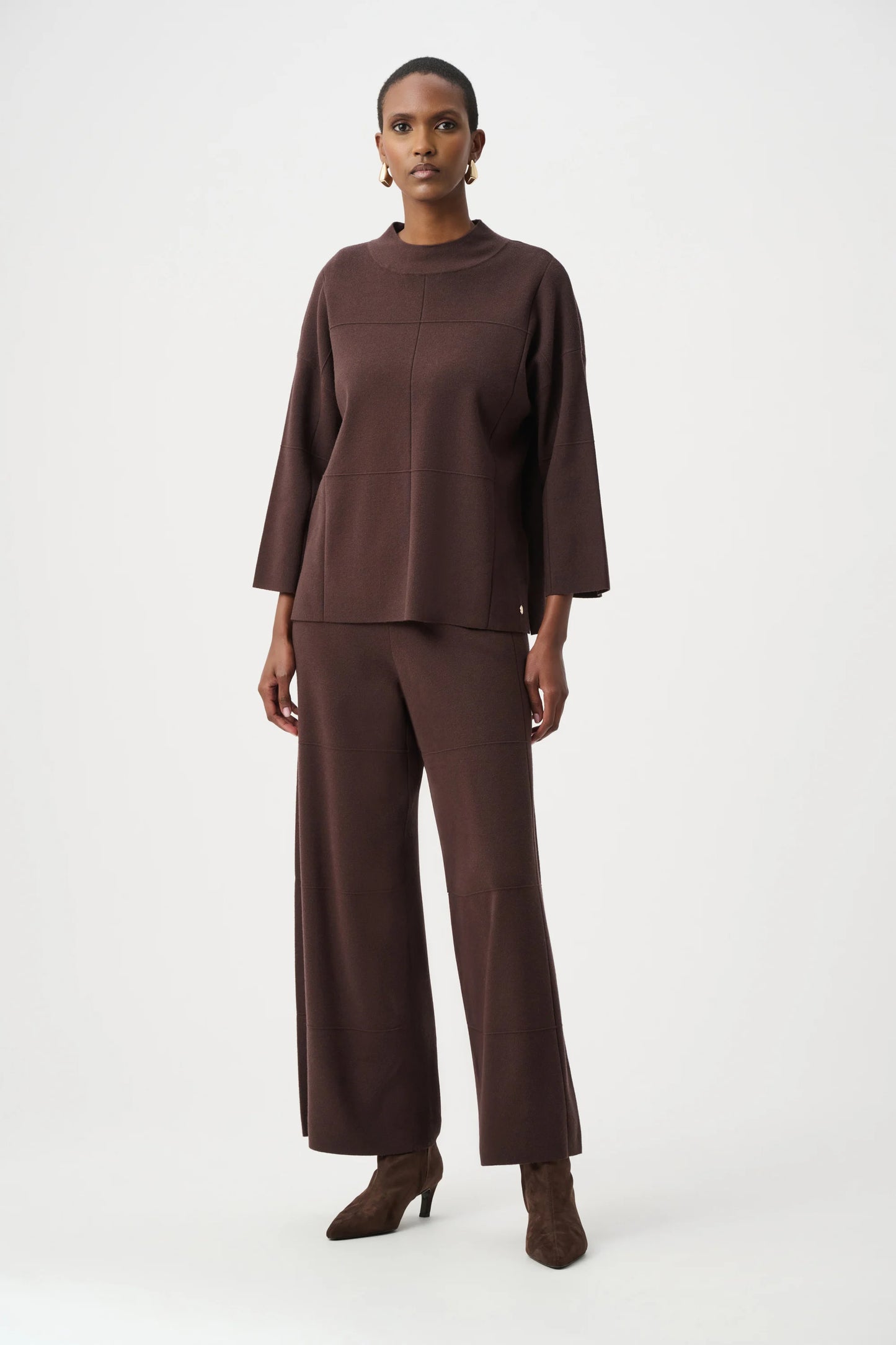 Brushed Viscose Straight Sweater Mock Neck. Style JR261981