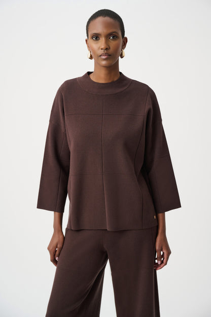 Brushed Viscose Straight Sweater Mock Neck. Style JR261981