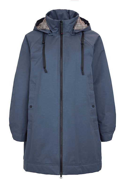 Removable Houndstooth Printed Hood Zip Front Jacket. Style FR562