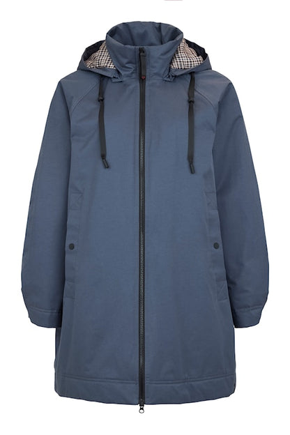 Removable Houndstooth Printed Hood Zip Front Jacket. Style FR562