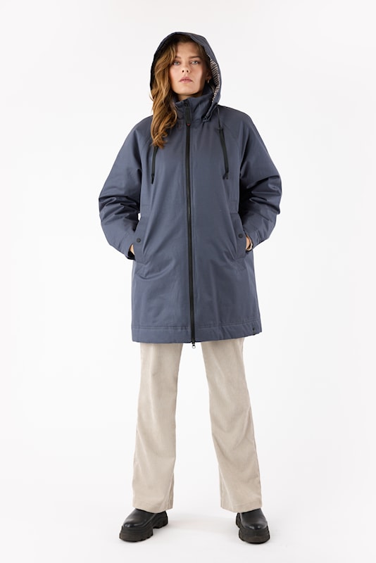Removable Houndstooth Printed Hood Zip Front Jacket. Style FR562