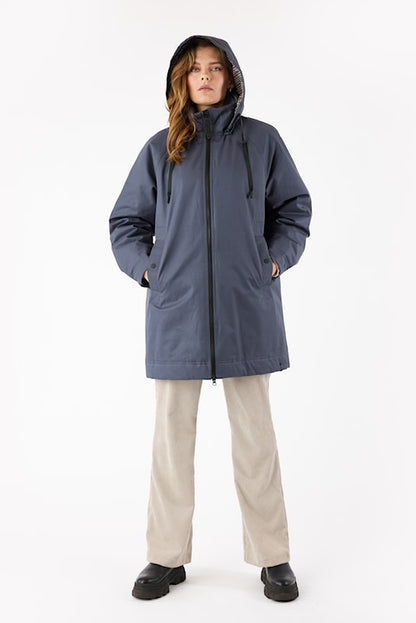Removable Houndstooth Printed Hood Zip Front Jacket. Style FR562