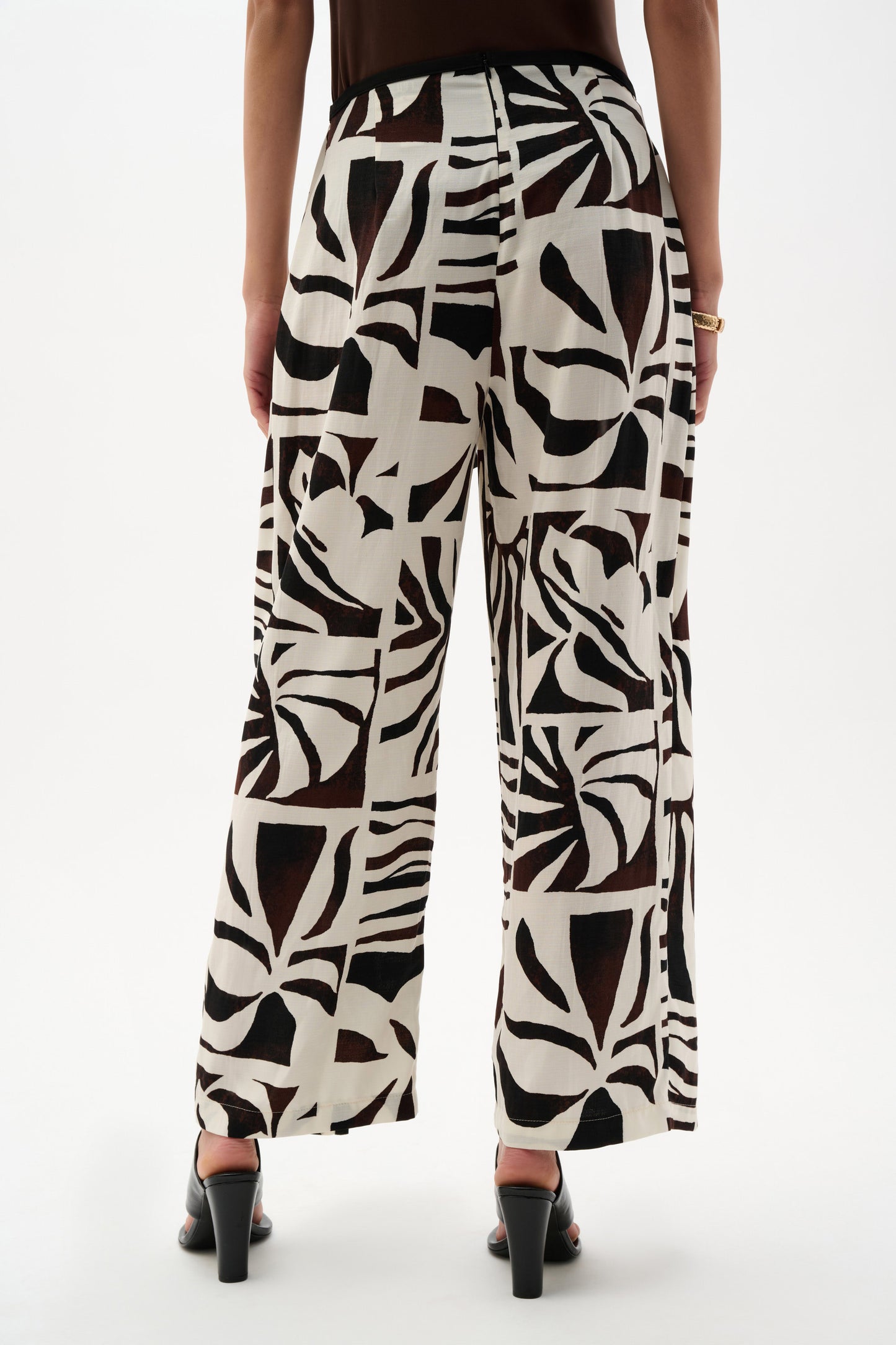 Woven Gauze Tropical Print Wide Leg Pants. Style JR262056