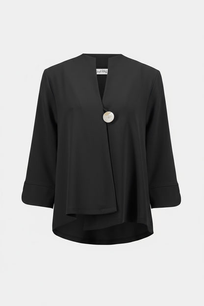 Woven Twill Statement Button Closure Swing Jacket. Style JR262063