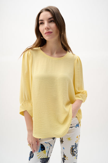 Woven Gauze Trapeze Puff Sleeves Top. Style JR262090