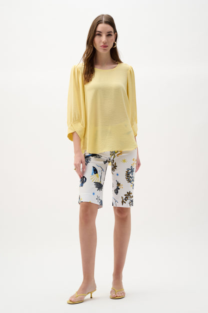 Woven Gauze Trapeze Puff Sleeves Top. Style JR262090