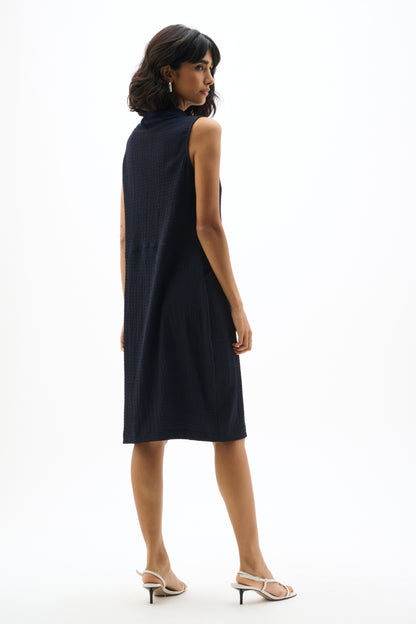 Textured Knit Funnel Collar Trapeze Dress. Style JR262114 – PackersFashion