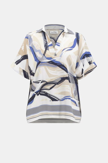 Recycled Woven Abstract Print Boxy Top. Style JR262118
