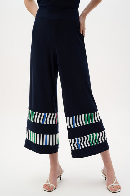 Silky Knit And Woven Stripe Print Culotte Pants. Style JR262123