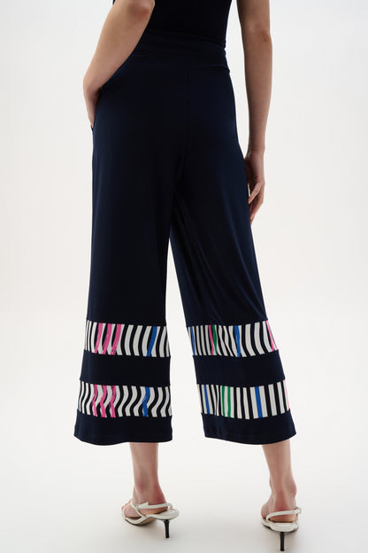 Silky Knit And Woven Stripe Print Culotte Pants. Style JR262123