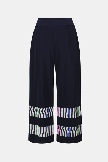 Silky Knit And Woven Stripe Print Culotte Pants. Style JR262123
