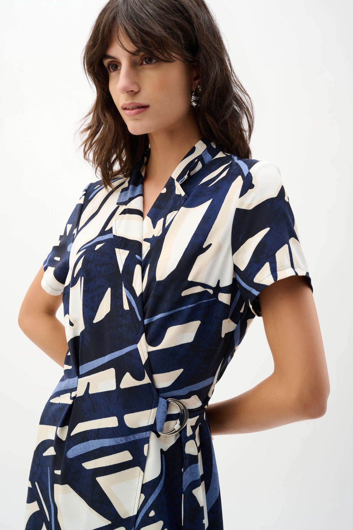 Recycled Woven Abstract Print Shirt Dress. Style JR262128