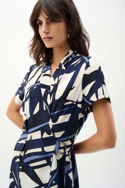 Recycled Woven Abstract Print Shirt Dress. Style JR262128