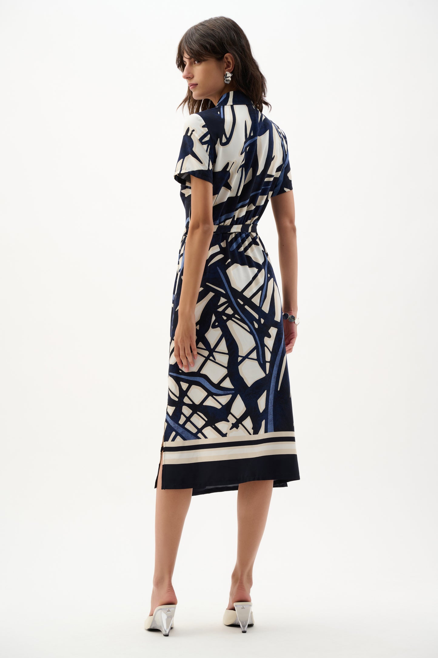 Recycled Woven Abstract Print Shirt Dress. Style JR262128
