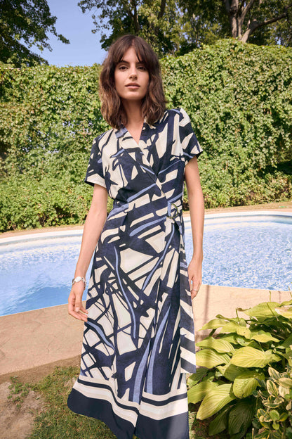 Recycled Woven Abstract Print Shirt Dress. Style JR262128