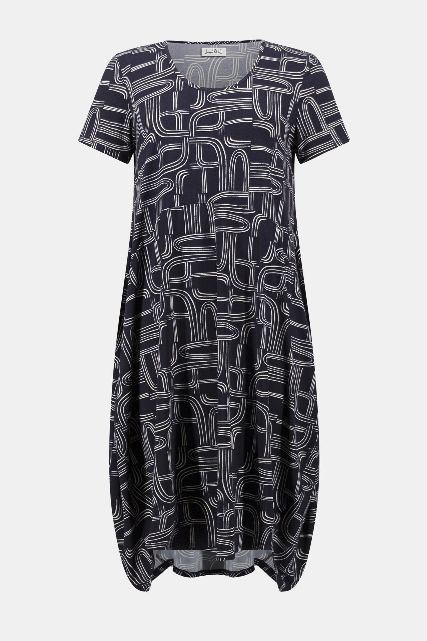 Scoop Neck Geometric Cocoon Dress. Style JR262135