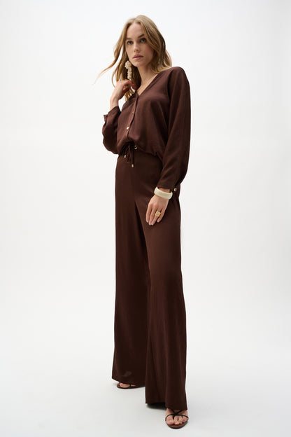 Satin Wide Leg Pull-On Drawstring Pant. Style JR262152