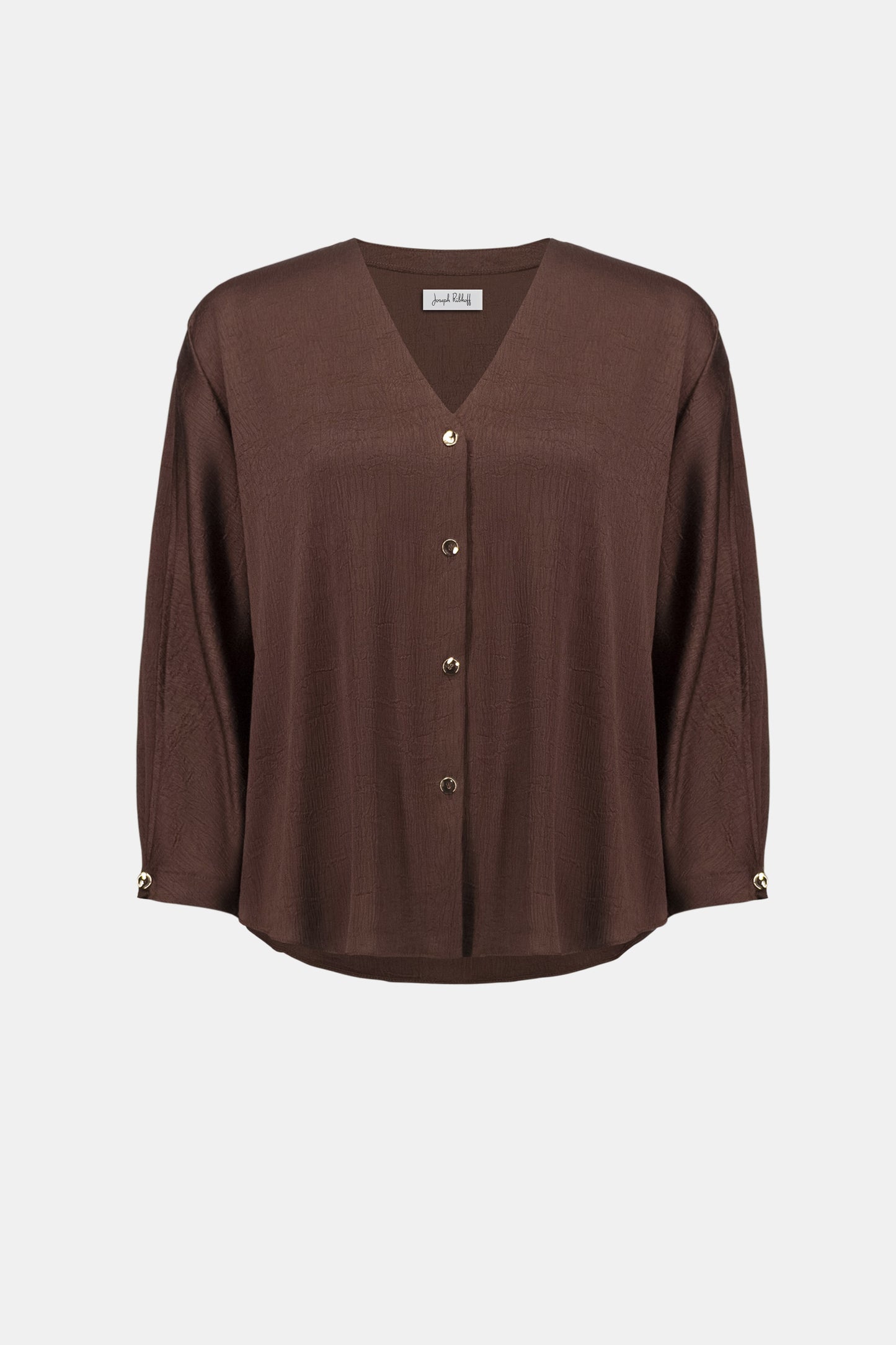 Satin Dolman Sleeve Button Front Boxy Top. Style JR262153