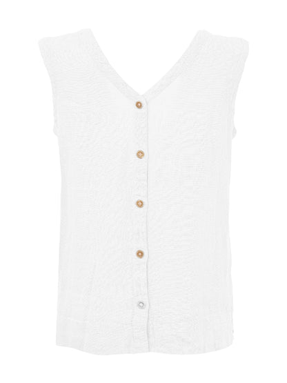 V-Neck Linen Solid Colour Tank. Style DOLC26220