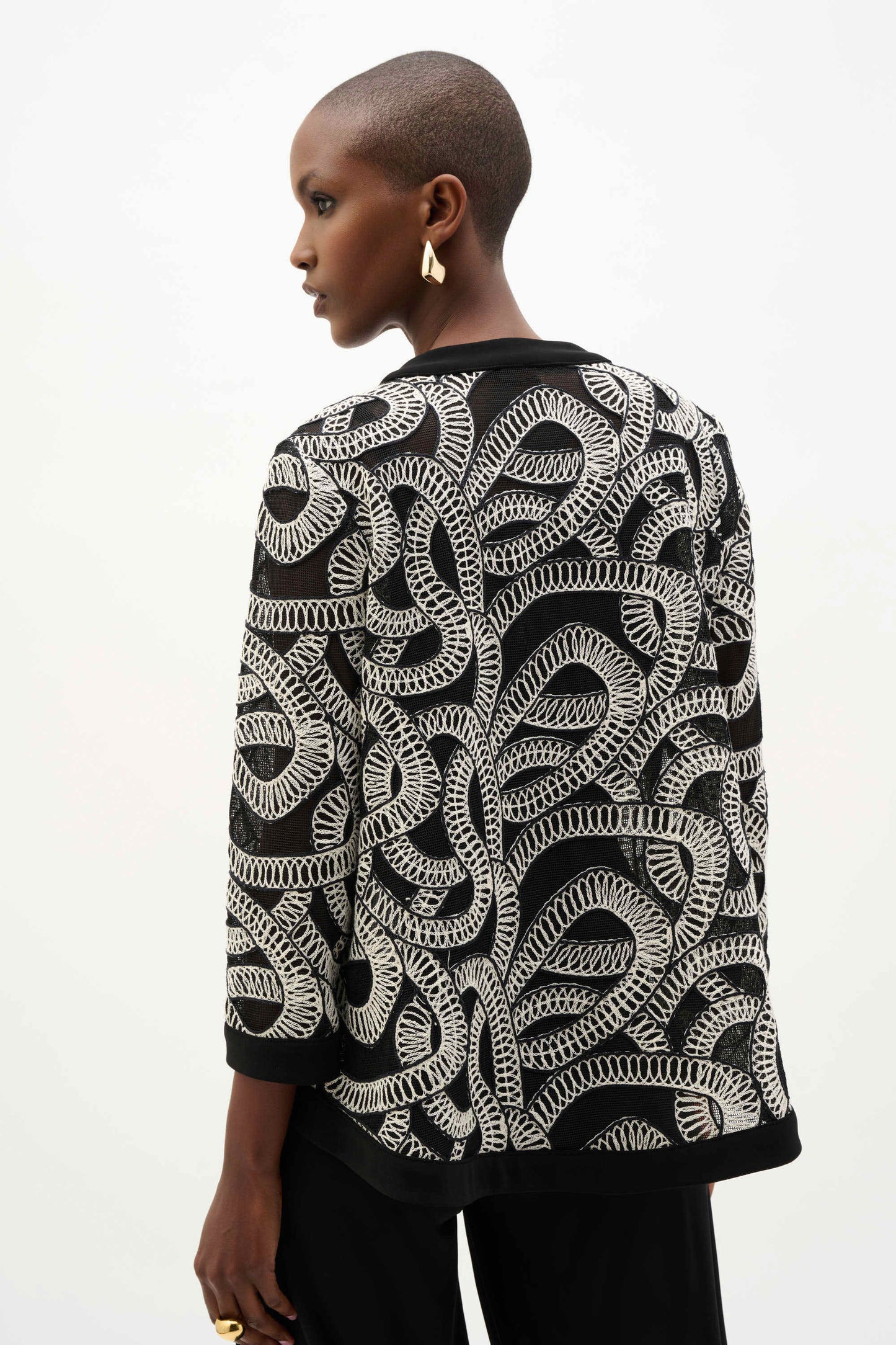 Novelty Mesh Abstract Print Swing Jacket. Style JR262207