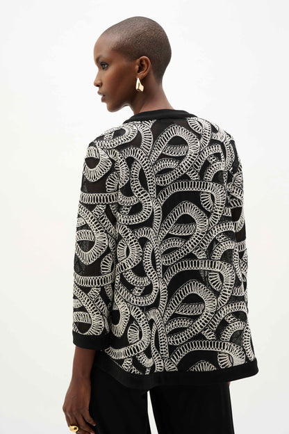 Novelty Mesh Abstract Print Swing Jacket. Style JR262207