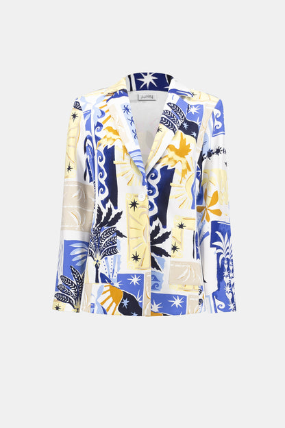 Silky Knit Tropical Print Fitted Blazer. Style JR262232