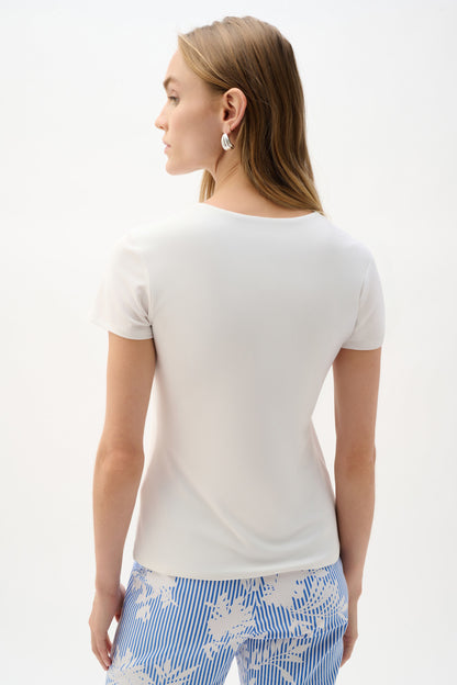 Basic Silky Knit Fitted Short Sleeve Top. Style JR262238