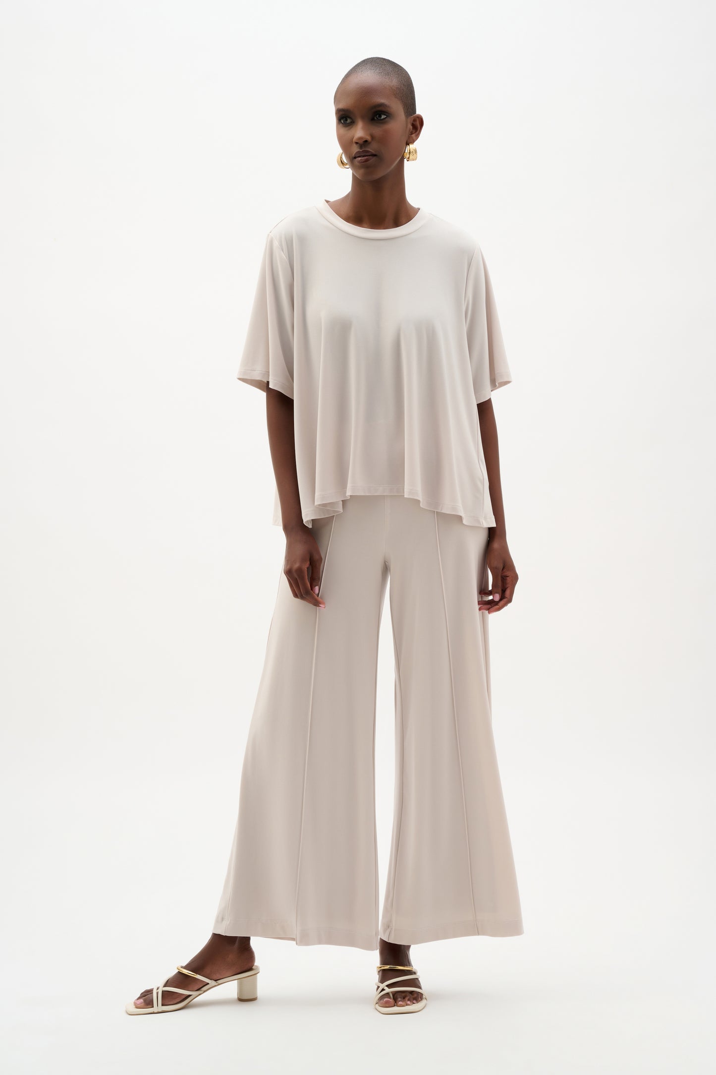 Silky Knit Pull-On Wide Leg Center Seam Pants. Style JR262254