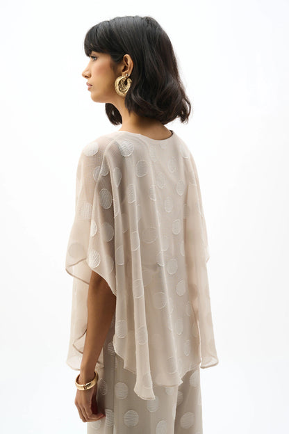Chiffon Jacquard Dot Print Poncho Top. Style JR262258