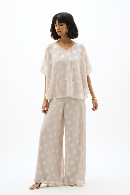 Chiffon Jacquard Dot Print Wide Leg Pants. Style JR262259