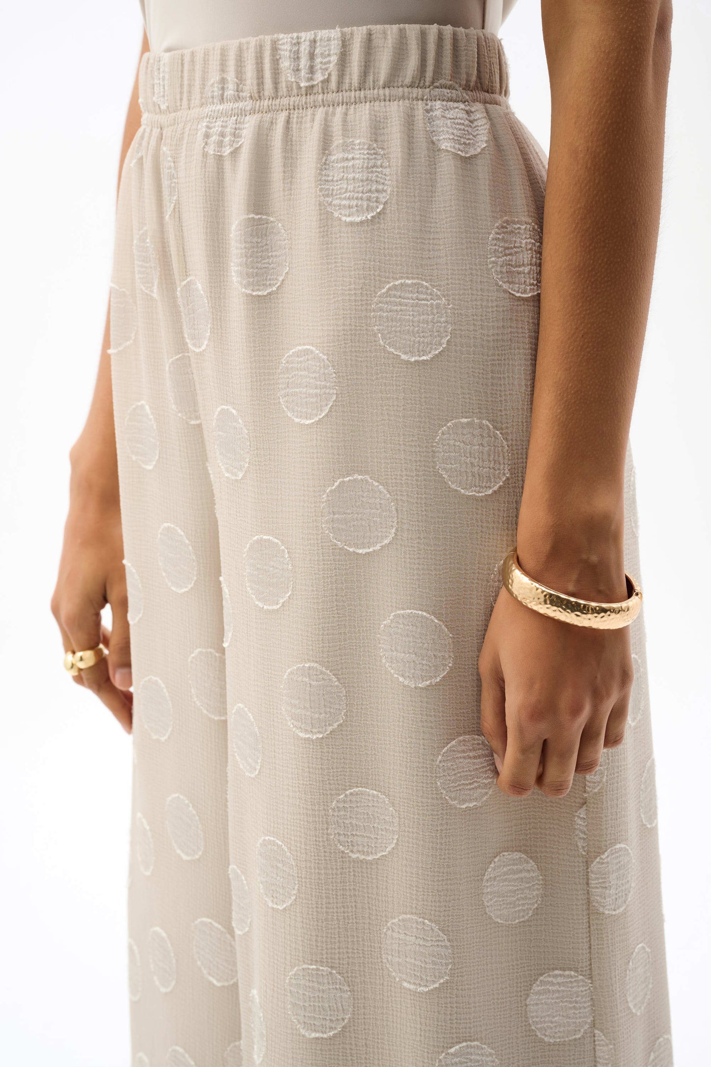 Chiffon Jacquard Dot Print Wide Leg Pants. Style JR262259