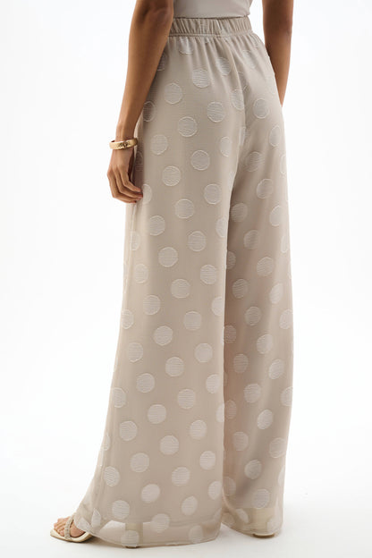 Chiffon Jacquard Dot Print Wide Leg Pants. Style JR262259