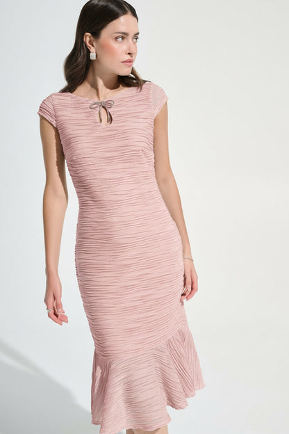 Signature Lurex Cascade Flounce Keyhole Rhinestone Bow Dress. Style JR262703