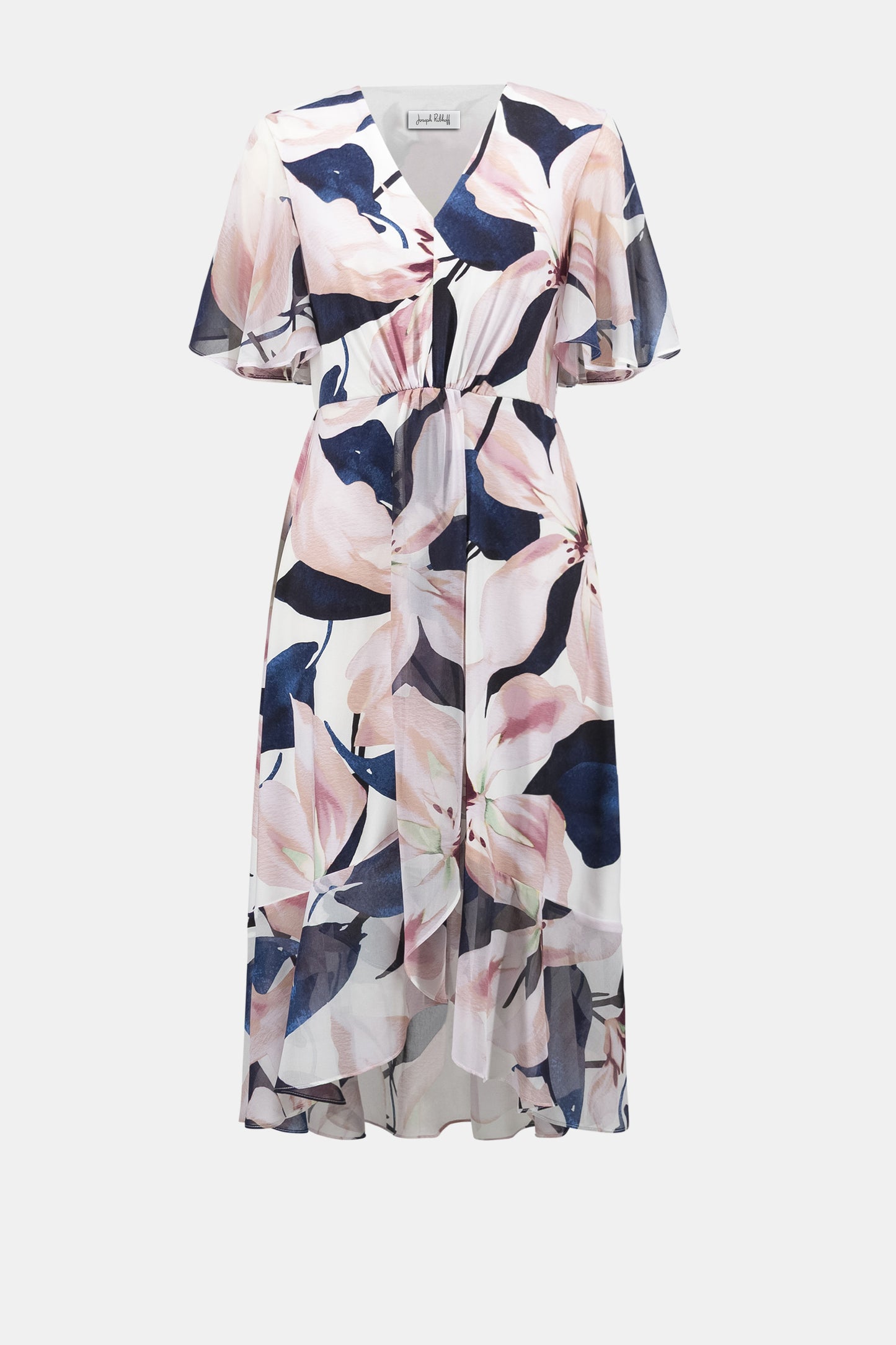 Signature Silky Knit And Chiffon Floral Print Fit And Flare Dress. Style JR262713