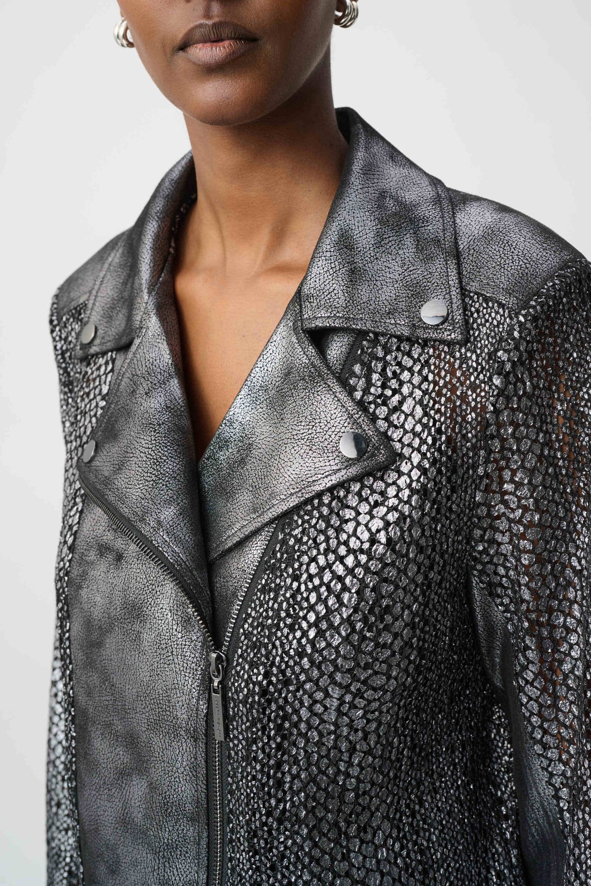 Foiled Faux Suede Moto Jacket. Style JR262902