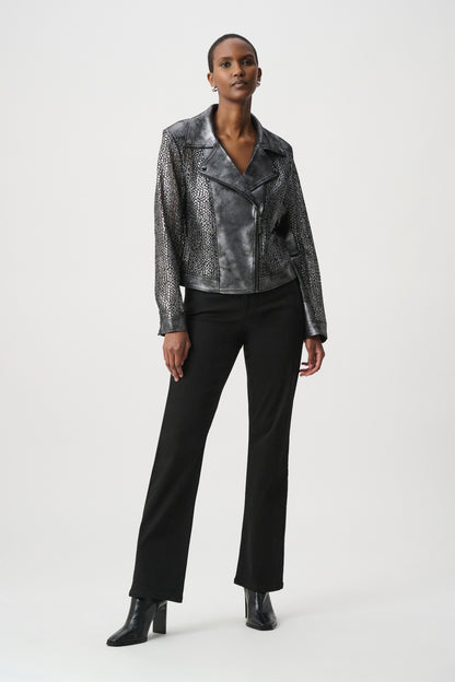 Foiled Faux Suede Moto Jacket. Style JR262902