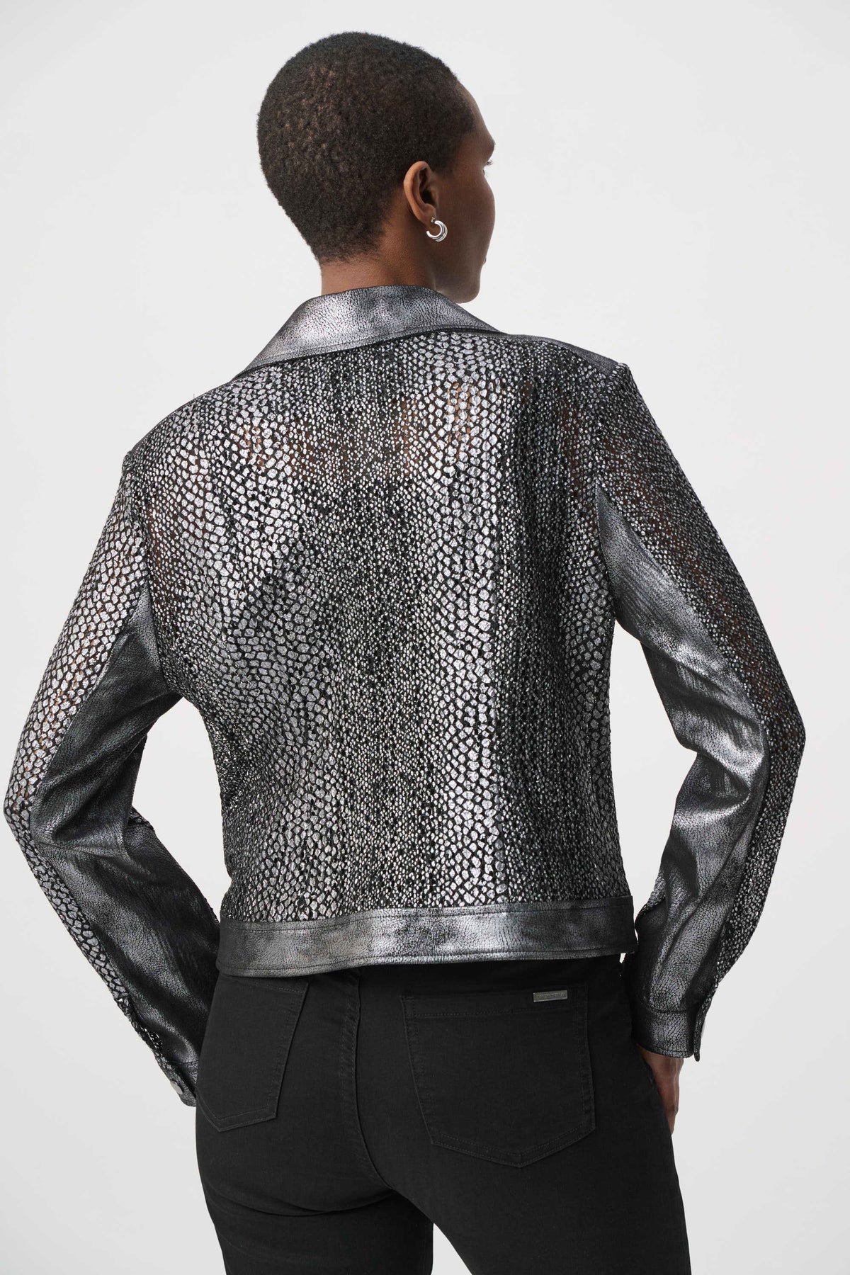 Foiled Faux Suede Moto Jacket. Style JR262902