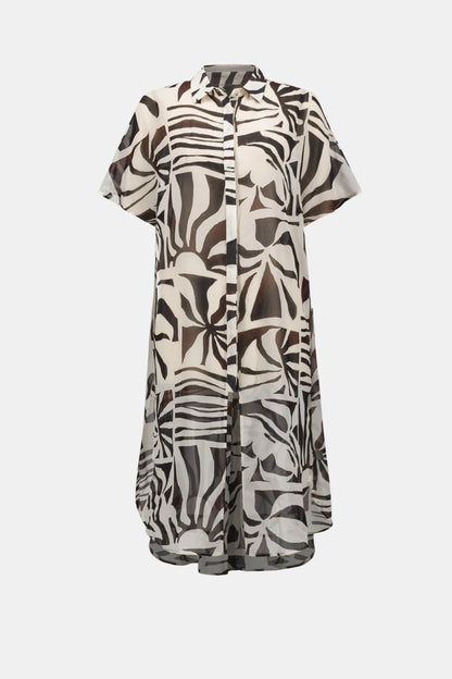 Lightweight Chiffon Abstract Print Long Length Blouse. Style JR262949