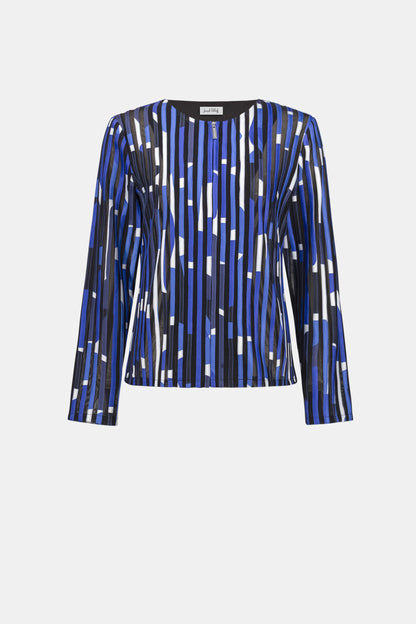 Mesh And Satin Geometric Print Fitted Jacket. Style JR262953