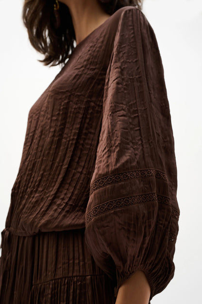 Pleated Satin Cocoon Top. Style JR262959