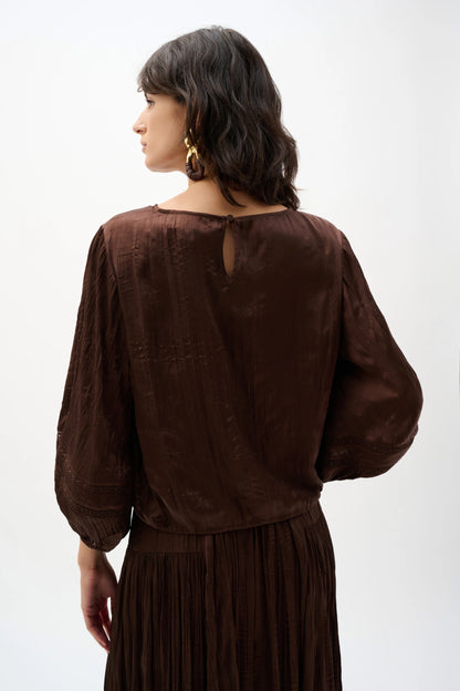 Pleated Satin Cocoon Top. Style JR262959