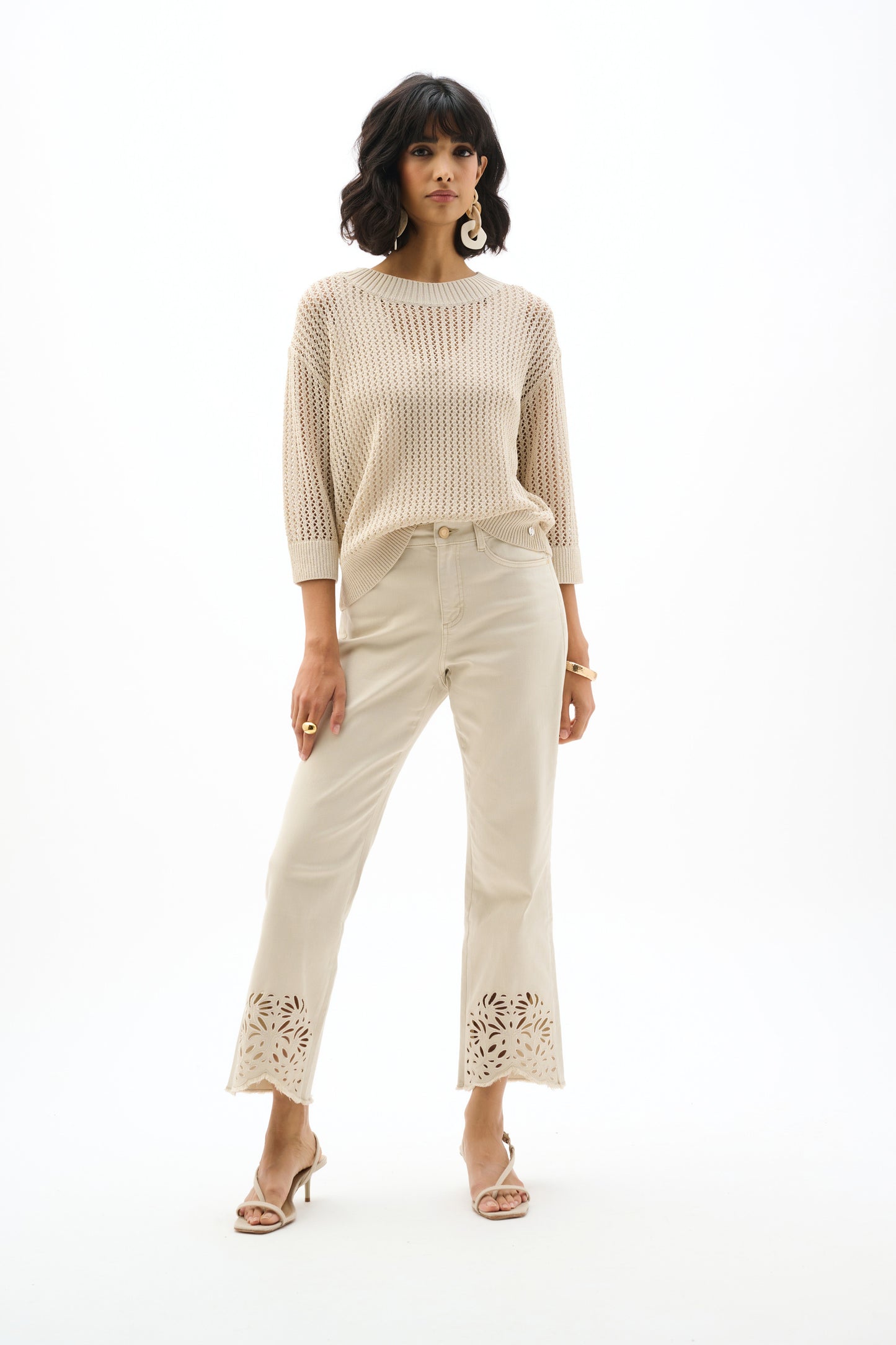 Flower Embroidery Hem Repreve® Straight Leg Jeans. Style JR262980