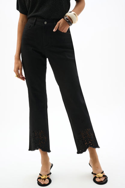 Repreve® Straight Leg Flower Embroidered Hem Jeans. Style JR262981