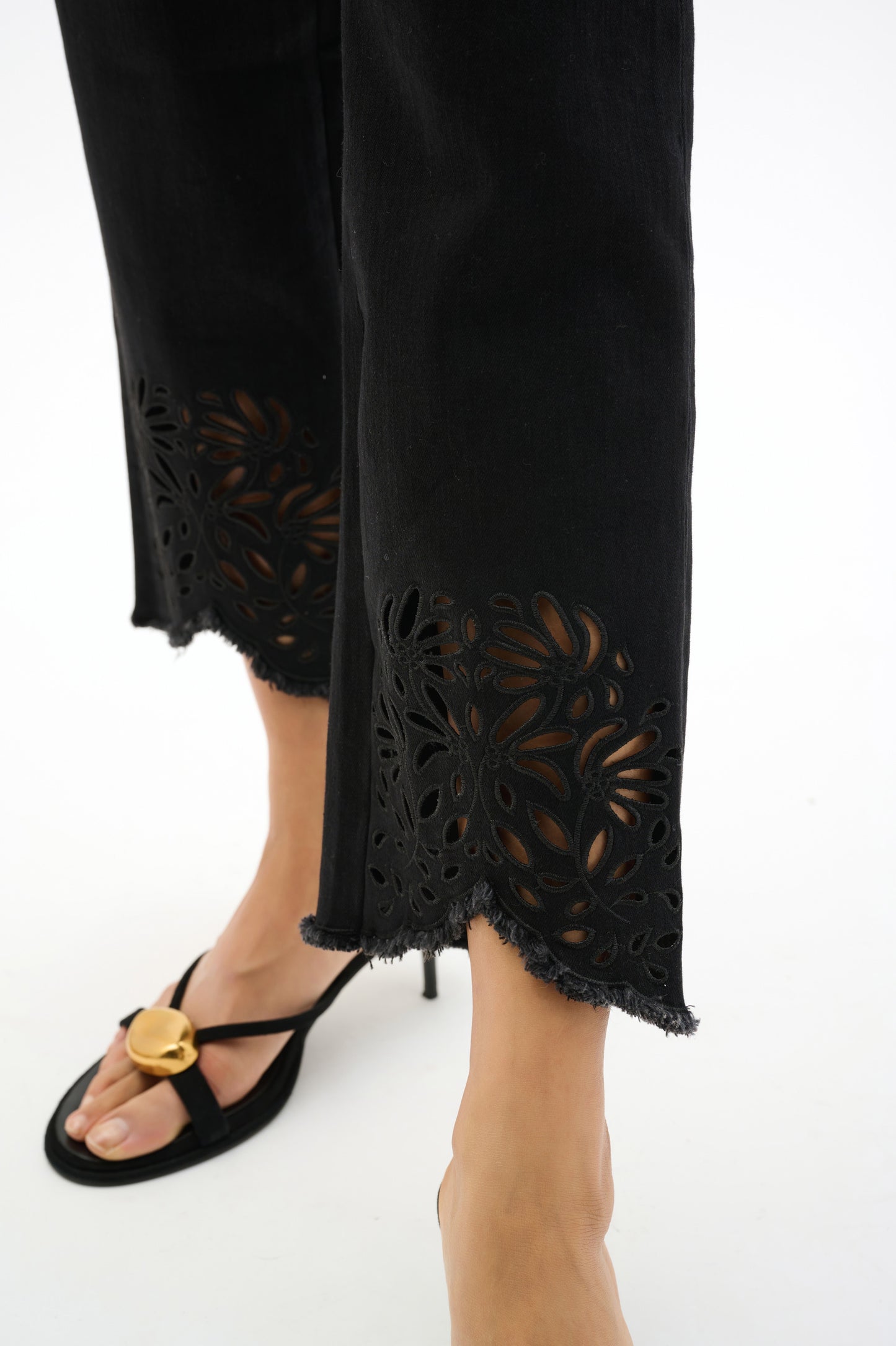 Repreve® Straight Leg Flower Embroidered Hem Jeans. Style JR262981