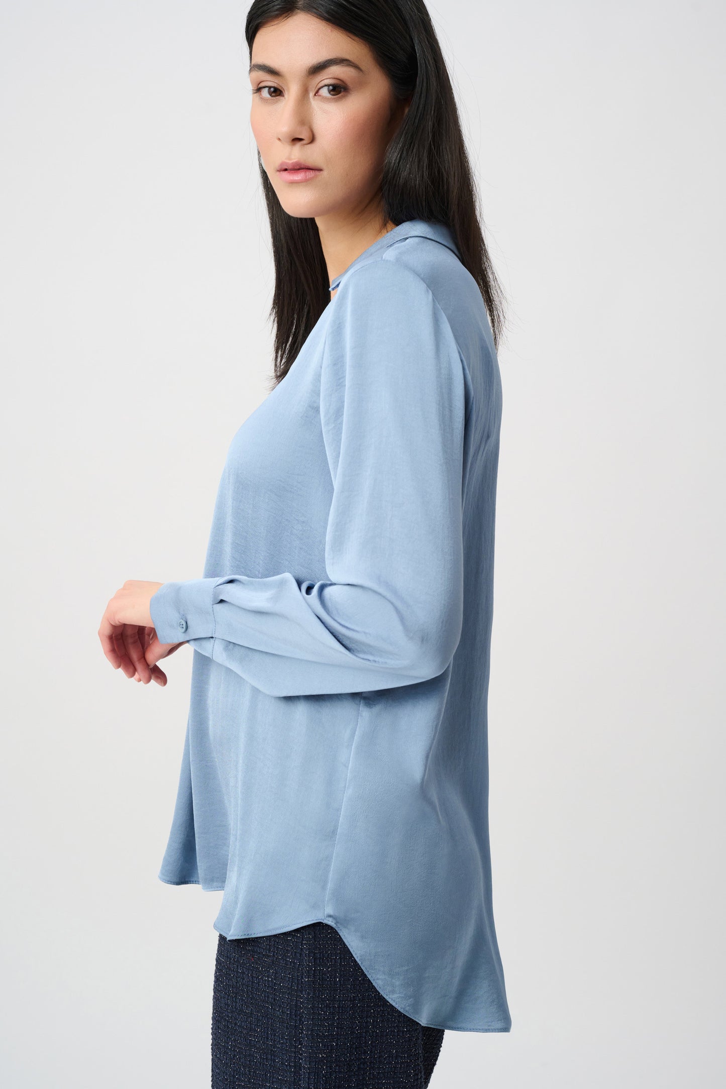 Recycled Satin Shirt-Collar Tunic. Style JR263025