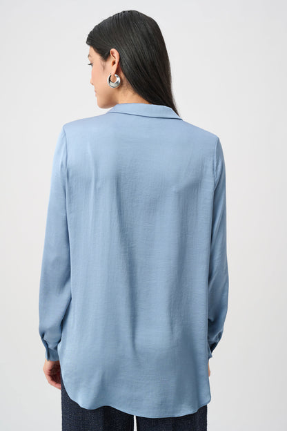 Recycled Satin Shirt-Collar Tunic. Style JR263025